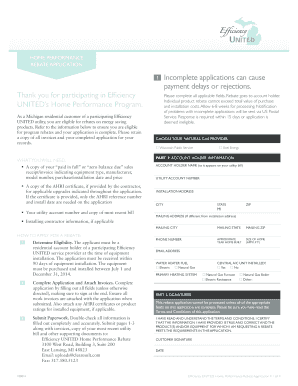 Michigan Home Performance Rebate Application