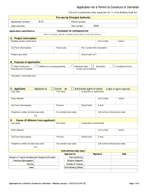 Application for a Permit to Construct or Demolish