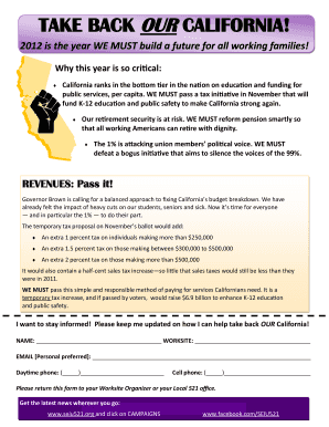 California Tax Initiative Support Form