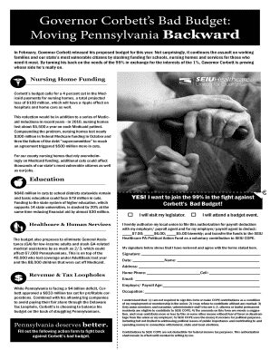 Pennsylvania Budget Protest Form