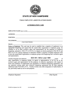 New Hampshire Public Employee Authorization Card