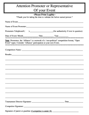 Event Competitor Validation Form