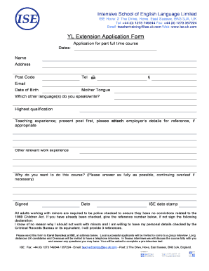 Fillable Online YL Extension App form v1 APCS270408 Fax Email Print - pdfFiller
