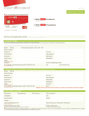 Antrag für SPAR-Kreditkarte
