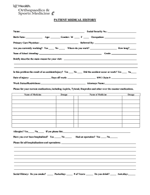 Patient Medical History Form