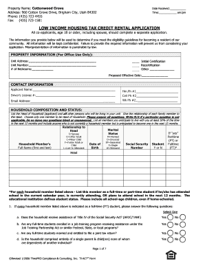 Low Income Housing Tax Credit Rental Application
