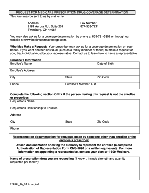 Medicare Prescription Drug Coverage Determination Form