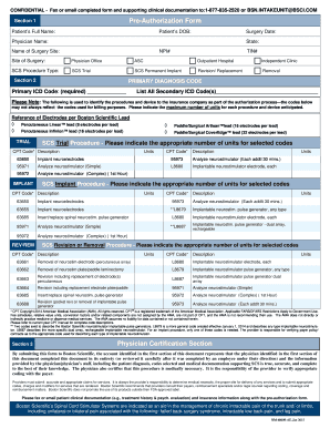 Spinal Cord Stimulator Pre-Authorization Form