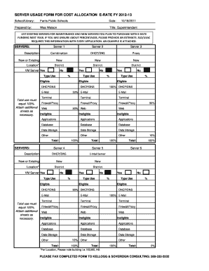 Server Usage Form for Cost Allocation E-Rate