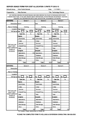 Server Usage Form for Cost Allocation E-Rate