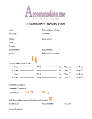 Accommodation Applicant Form