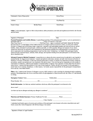 Catholic Diocese of Arlington Participant Permission and Liability Release