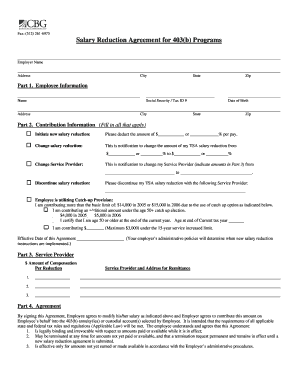 Salary Reduction Agreement for 403(b) Programs