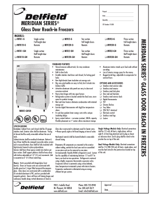 Meridian Series Glass Door Reach-in Freezers Specification Sheet