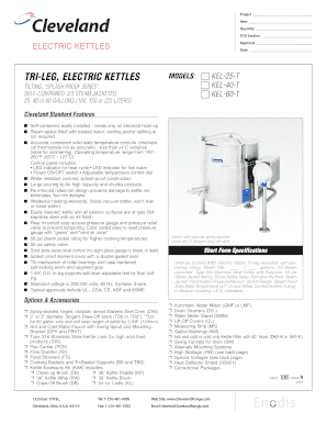 Cleveland Electric Kettle Specification Form