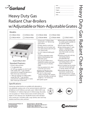 Heavy Duty Gas Radiant Char-Broilers Order Form