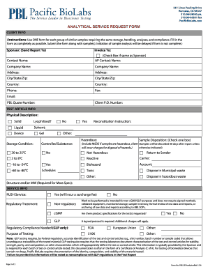 Analytical Service Request Form