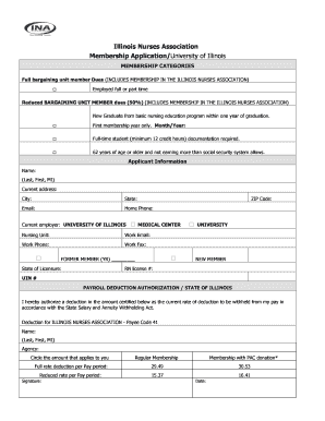 Illinois Nurses Association Membership Application