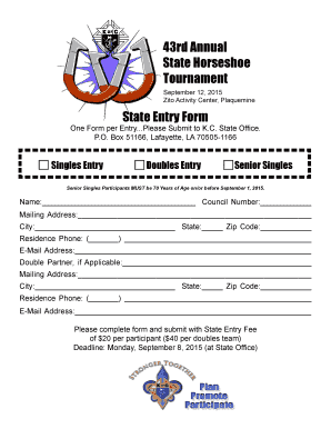 43rd Annual State Horseshoe Tournament - louisianakcorg