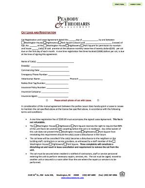 Cat Lease and Registration Agreement