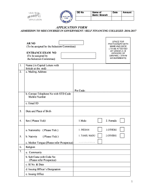 Application Form for MDS Courses Admission