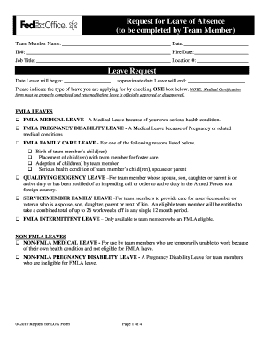 Request for Leave of Absence Form