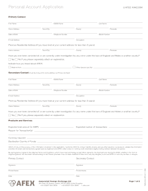 UK Personal Account Application