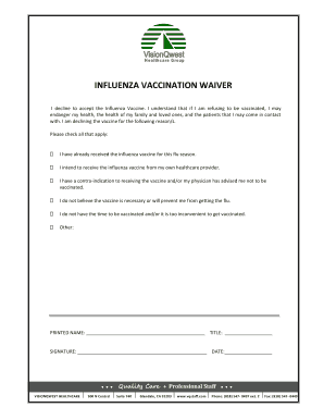 Influenza Vaccination Waiver