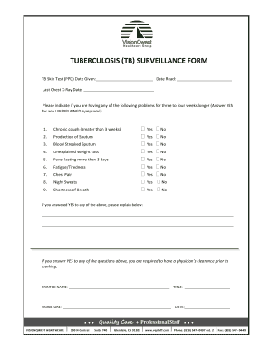 Tuberculosis Surveillance Form