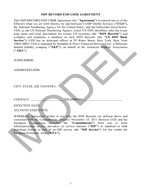 ISIN Record End User Agreement