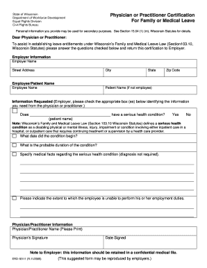 Wisconsin Physician Certification for Family or Medical Leave