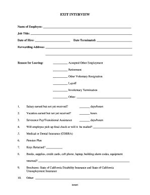 Employee Exit Interview Form