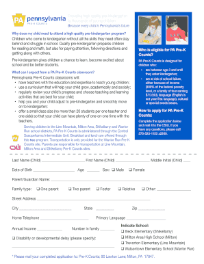 PA Pre-K Counts Application Form