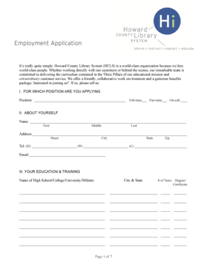 Howard County Library System Employment Application