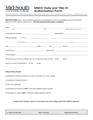 MSCC Data and Title IV Authorization Form