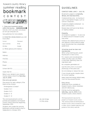 Howard County Library Summer Reading Bookmark Contest