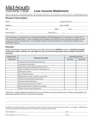 Low Income Statement Form