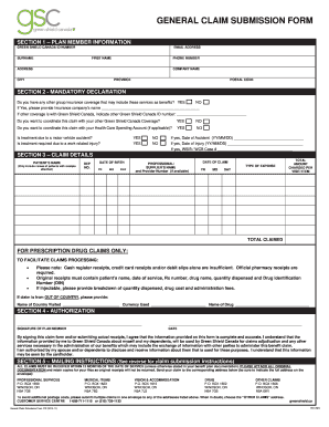 Green Shield Canada General Claim Submission Form