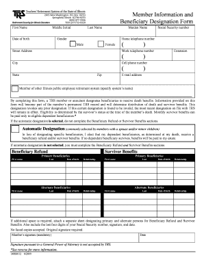Illinois TRS Beneficiary Designation Form