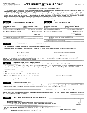 Municipal Election Proxy Appointment Form