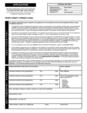 Pennsylvania Clean and Green Use Value Assessment Application