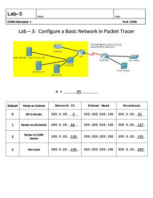 CCNA Lab 3 Network Configuration