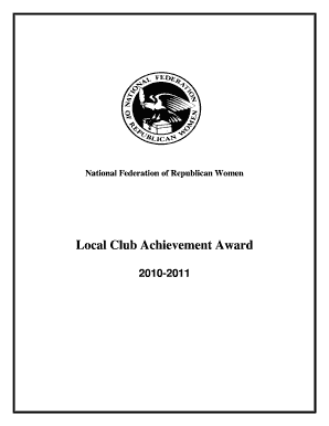 National Federation of Republican Women Achievement Award Report Form