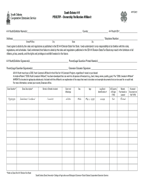 South Dakota 4-H Poultry Ownership Verification Affidavit