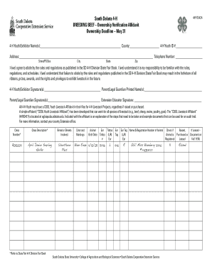 South Dakota 4-H Breeding Beef Ownership Verification Affidavit