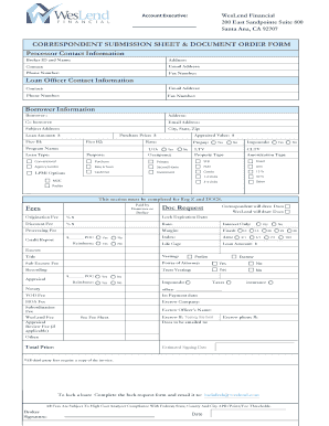 Correspondent Submission Sheet & Document Order Form