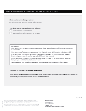 CMC Markets Stockbroking Options Account Application Form