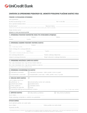 Slovenia Visa Business Card Update Request
