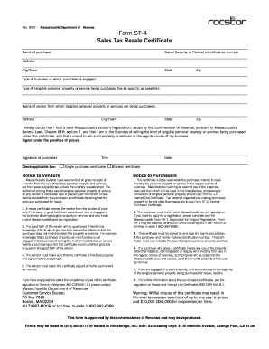 Massachusetts Sales Tax Resale Certificate