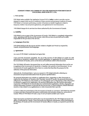 VFS Global Visa Application Consent Form